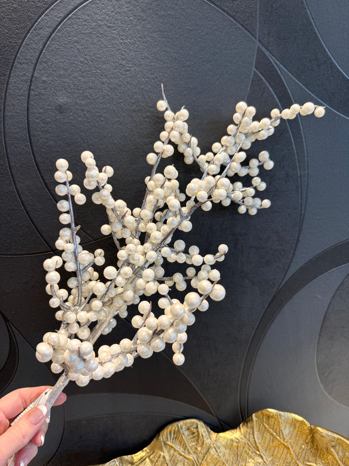 Vara de berries blancas y plata VR / White & Silver Berries spray VR