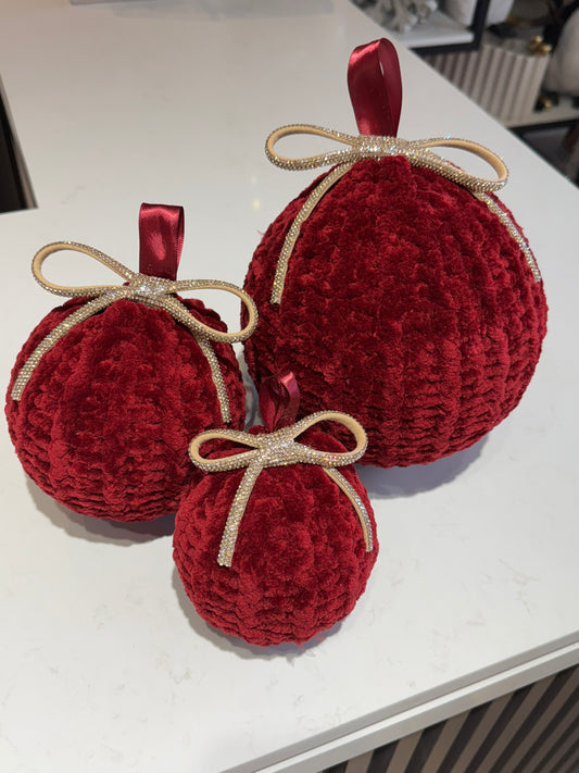 Esferas tejidas vino / Knited burgundy ornaments
