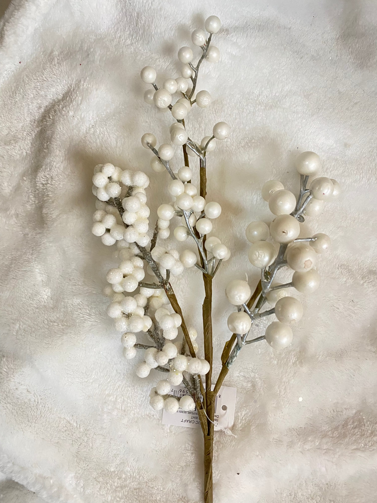 Vara de berries blancas y plata VR / White & Silver Berries spray VR