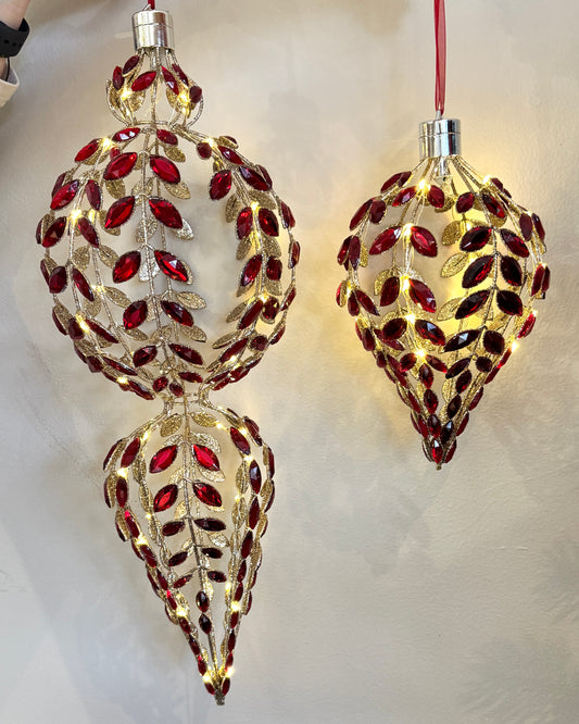 Esfera rojo y dorada con luz /Red and gold ornaments with light
