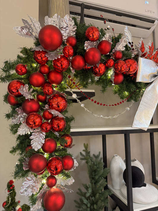 Guirnalda decorada rojo y plata / Decorated garland red and silver
