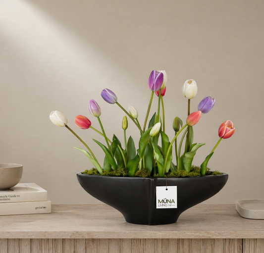Florero con Tulipanes Real Touch