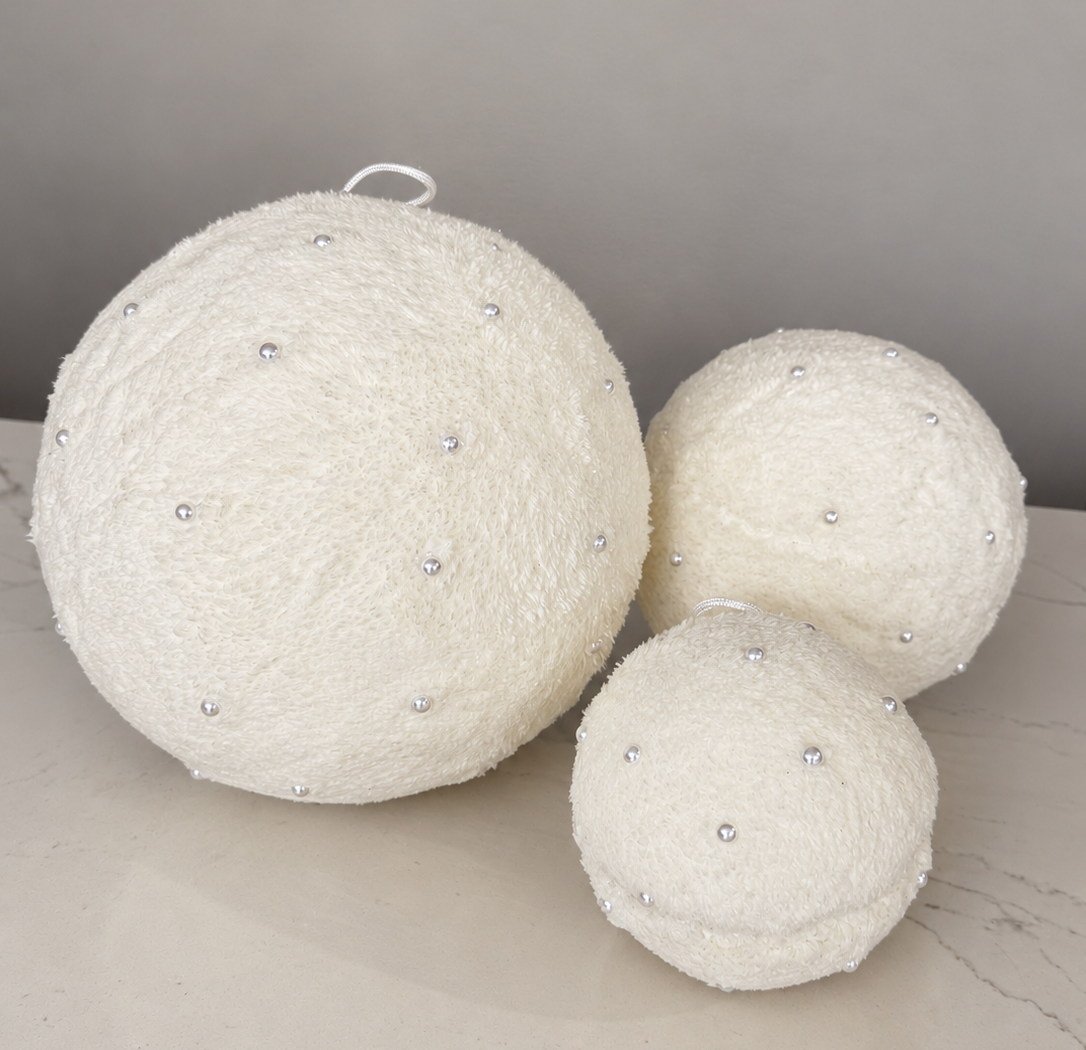 Esferas borrego con perlas set de 3