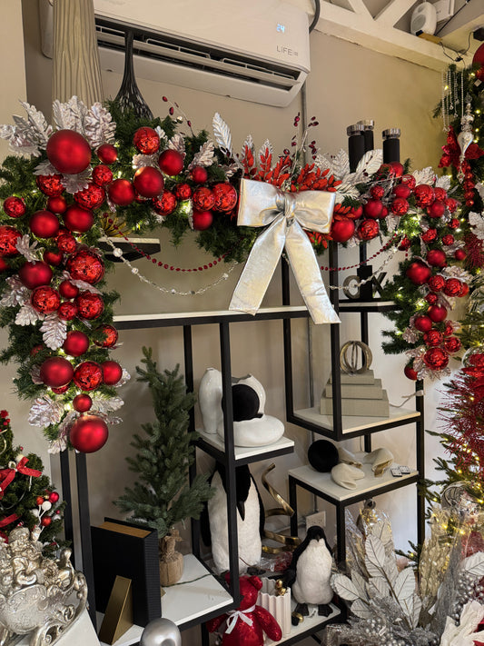 Guirnalda decorada rojo y plata / Decorated garland red and silver