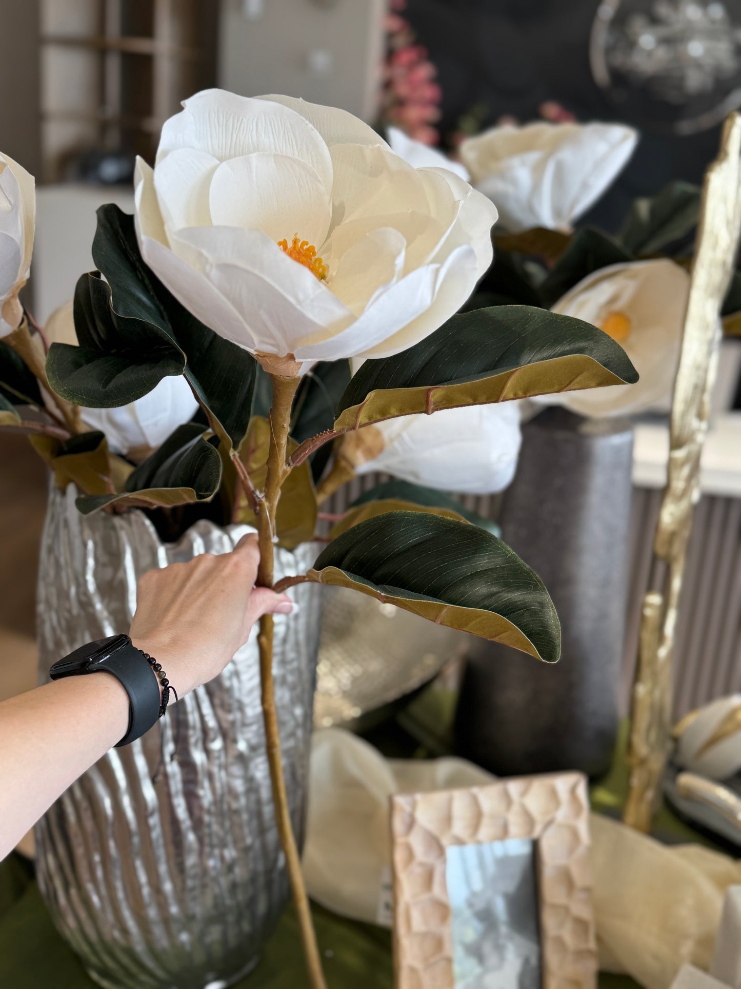 Flor MAGNOLIA blanca Real Touch VR