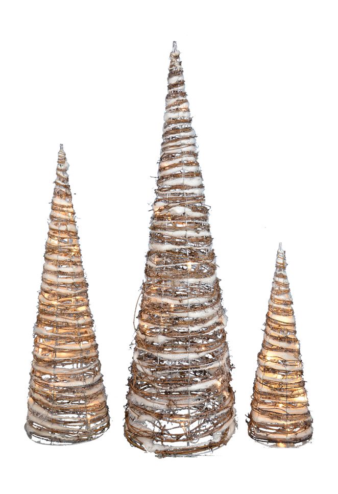 Pinos de ratan iluminados 1m / 39" Ratan lighted cone tress