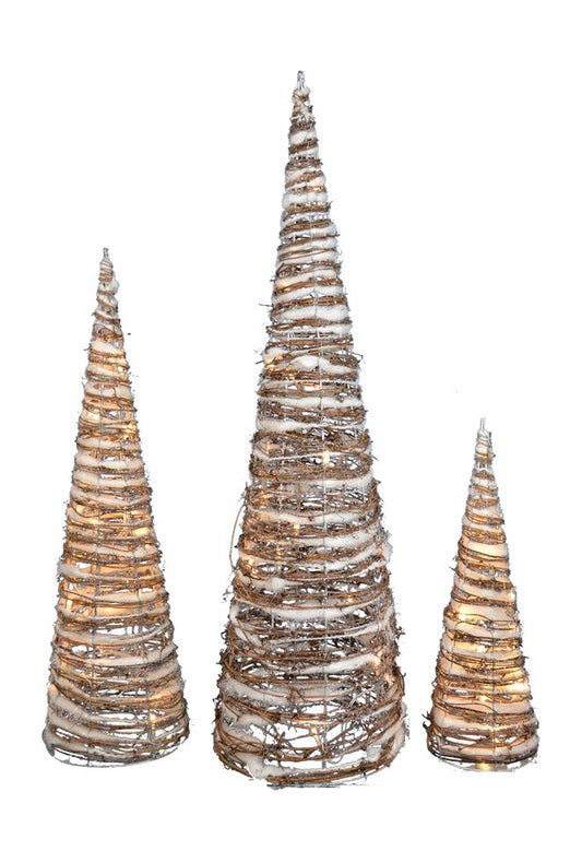 Pinos de ratan iluminados 1m / 39" Ratan lighted cone tress