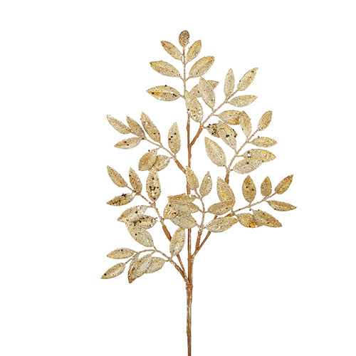 Vara de hoja laurel dorada 68cm / 26.75" Gold laurel leaf spray